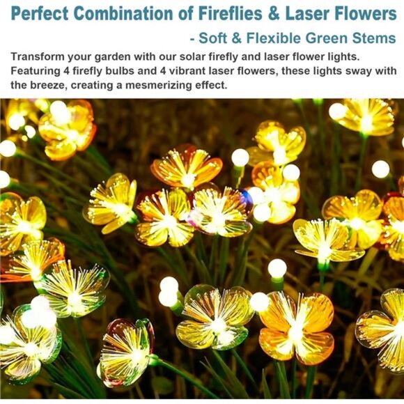 Solar Swaying Garden Lights – Upgraded Flower & Firefly Lights with Larger Solar - Picture 5 of 7
